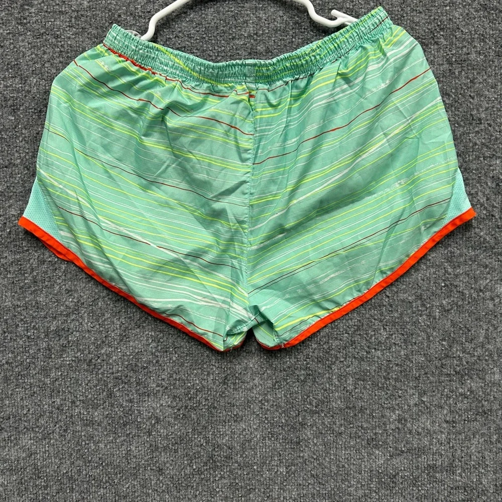 Unknown Shorts Womens Size S Teal Orange Striped Athletic Running Mesh Gym